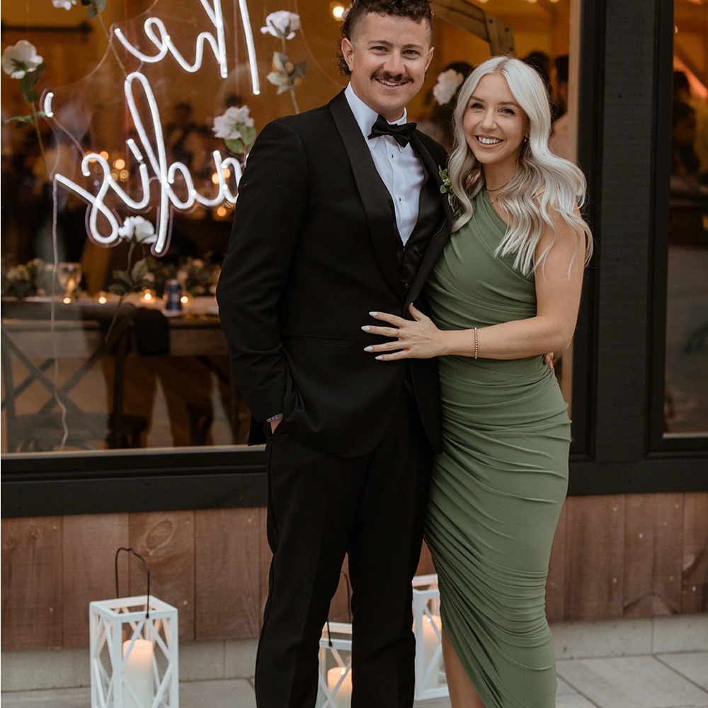 Elegant Green Ruched Gown